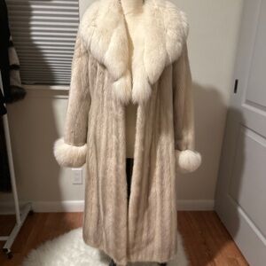 Cross mink fur coat w fox cuffs